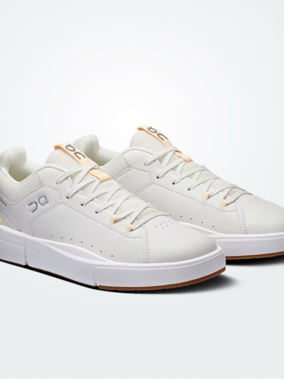 On Running Kids White Sneakers with Peach Accents